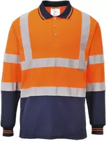 Dvispalviai Polo marškinėliai ilgomis rankovėmis PORTWEST S279, Dydis: 4XL, Pw spalvos: Geltona/Navy