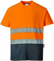 Dvispalviai medvilniniai PORTWEST S173 marškinėliai trumpomis rankovėmis, Dydis: XXL, Pw spalvos: Geltona/Navy