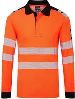 Gero matomumo PORTWEST FR734 polo marškinėliai ilgomis rankovėmis, Dydis: M, Pw spalvos: Oranžinis/Navy