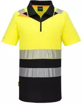 Gero matomumo PORTWEST DX435 polo marškinėliai su užtrauktuku, Dydis: L, Pw spalvos: Geltona/Juodas
