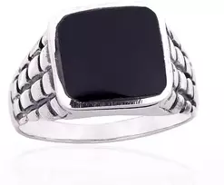 Diamond Sky Jewelry Vyriškas sidabrinis žiedas su oniksu „Maximilian“