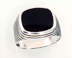 Diamond Sky Jewelry Vyriškas sidabrinis žiedas su oniksu „Maximilian V“