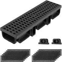 Linijinis drenažo latakas 510 x 140 x 90 mm, 12 vnt. rinkinys, HDPE, su grotelėmis