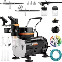 Aerografo kompresoriaus rinkinys 120 W, su antgaliais 0,2/0,3/0,8 mm