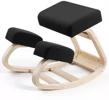 Ergonominė klūpėjimo kėdė su putų pagalvėle, medinis rėmas, apkrova iki 120 kg, nugarai ir kaklui, juoda