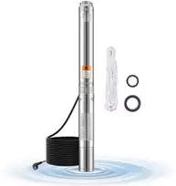 Dulkių siurblys Panardinamasis nerūdijančio plieno siurblys giliems šuliniams. IP68. galia 1100 W. našumas 100 l/min. kėlimo aukštis 75 m