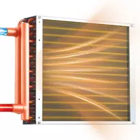 Vandens-oro šilumokaitis, 356x356 mm, vario vamzdeliai, iki 65K BTU, katilams ir HVAC