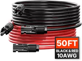 2 vnt. saulės baterijos prailginimo kabeliai, 15,24 m, 6 mm² / 10 AWG, atsparūs vandeniui