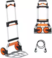 Sulankstomas aliuminio rankinis vežimėlis 140 kg, teleskopinė rankena, kroviniams