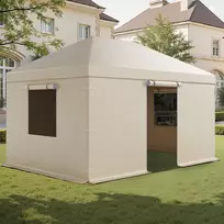 Žieminis pavėsinės uždangalas standžioms pavėsinėms 3,10 x 4,41 m, su šoninėmis sienelėmis ir tinkleliniais langais