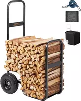 Malkų vežimėlis su ratais, krovumas iki 113,4kg, plieno, malkoms vežti ir laikyti
