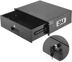 3U stalčius montavimui į spintą, apkrova 22,68 kg, su spynele