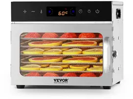 Maisto džiovyklė, 6 padėklai, 400 W, reguliuojama temperatūra ir laikmatis