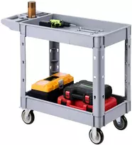 Servisinis vežimėlis, 2 lentynos, keliamoji galia 250 kg, sukamieji ratukai, pilkas