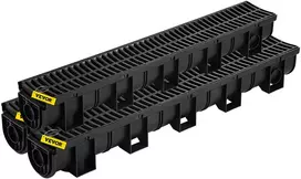 Latako drenažo sistema, HDPE, 15 x 13 x 100 cm, su grotelėmis