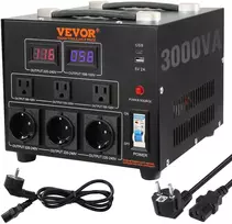Įtampos keitiklis 110V-220V. 3000VA. 6 lizdai. USB 5V