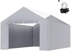 Pakeičiamas šoninės sienelės tentas garažo/automobilio stogeliui. 12' x 20' (3.66 x 6.1 m). nepramirkstantis. UV atsparus