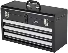 Metalinė įrankių dėžė, 520 mm, 3 stalčiai, nešiojama, juoda
