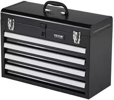 Metalinė įrankių dėžė, 520 mm, 4 stalčiai, nešiojama, juoda