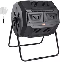 Besisukanti sodo kompostinė, 162,7 l, dviejų kamerų, 360° pasukama, PP, be BPA, keliamoji galia iki 50 kg