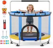 Vaikiškas batutas su apsauginiu tinklu. apkrova 60 kg. PVC šokinėjimo paviršius. 3 aukščio lygių rankena