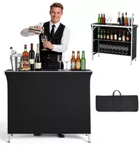 Sulankstomas lauko prekystalis su 2 lentynomis, 1100x385x885 mm, nuimama uždanga