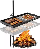 Sukama stačiakampė kepsninės grotelė, 607 x 300 mm, reguliuojamo aukščio, atvirai ugniai, atspari iki 600°C, stovyklavimui