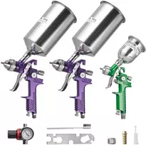 Pneumatinis dažymo purkštuvas, 3 vnt., antgaliai 1,0/1,4/1,8 mm, automobiliams, baldams