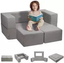 Modulinė vaikiška sofa. 4 dalys. nuimamas užvalkalas. putų plokštės. žaidimų kambariui. tamsiai pilka