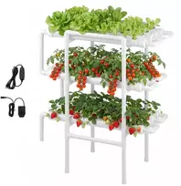 Hidroponinio auginimo sistema, 3 lygiai, 108 vietos, UPVC vamzdžiai, laikmatis