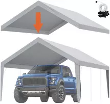 Pakeičiamas garažo/automobilio stogelio tentas 4x6 m, vandeniui atsparus (be rėmo)