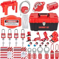 Saugos užrakinimo (lockout-tagout) rinkinys elektrikams, 42 vnt., 5 tipų spynelės