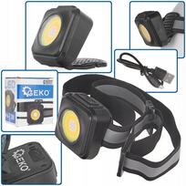 Geko G15117 LED galvos žibintuvėlis su 3W COB LED ir USB įkrovimu