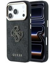 Juodas dėklas Apple iPhone 18 Pro telefonui "Guess PU 4G Resin Metal Logo Case"
