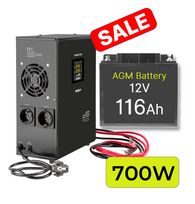 Inverter 700W + 12V HAZE 116Ah battery for home heating system