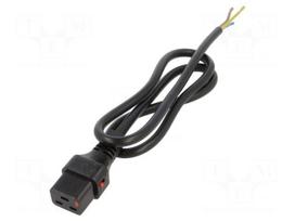 Cable | H05VV-F | IEC C19 female,cables | 1m | with IEC LOCK locking