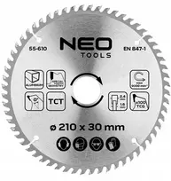 „Neo Tools“ pjūklo diskas su karbidiniais dantimis, 210 x 30 mm, 100 dantų, skirtas aliuminiui pjauti „Neo Tools“