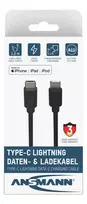 ANSMANN USB-C/Lightning kabelis, 1,2 m, juodas