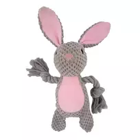 HAP žaislas šunims su virve, triušis, pilkas/rožinis,24cm
