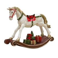 Rankomis tapyta sūpuoklės statulėlė, vintažinė medinė arkliuko figūrėlė, dervos ponio skulptūra, namų biuro stalinė dekoracija, ornamentas Hobbyhorse beige