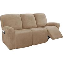 1 2 3 Seater Velvet Recliner Sofa Cover Elastic Sofa Protector  Relax Armchair Covers Couch Cover Stretch Slipcovers 1 seater gray