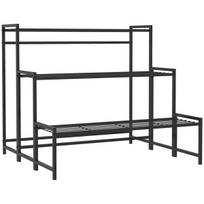 3 aukštų gėlių stovas metalinis 66 cm juodas