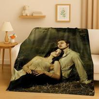 Nauja Sausumos Saga Bella Edwardas Vampyrų Filmas Flanelinis pledas, Itin minkštas šiltas pliušinis užtiesalas namams, miegamojo lovai, sofai, stovyklavimui 75x90cm beige