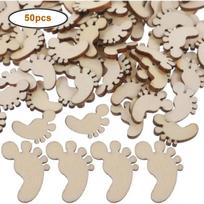 50pcs/lot Unfinished Wooden Foot Wood Slice Embellishments Wood Cutouts for DIY Projects Home Decorations Craft Supplies white