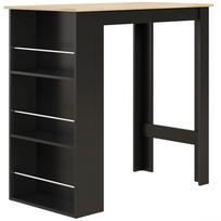 Baro stalas Aukštas virtuvės stalas Stovėjimo stalas Stalviršis - dūminis. 112I x 57P x 106A cm - 3 lentynos - Juoda 112 x 57 x 106 cm