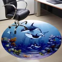 Underwater World Orca Killer Whale Coral Tropical Fish Circular Area Rug Ocean Marine Animal Print Non Slip Round Floor Mat Gaming Chair Decor Rug 60x60cm( 15x23in ) gray