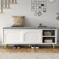 Shoe Bench, Shoe Rack with Bench Seat, Bench with Seat Cushion, Shoe Cabinet with Storage, Hallway Bench, White, Dimensions: W121×D35×H49cm 121 x 35 x 49 cm balta