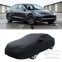 Satin Stretch Indoor Car Cover Dustproof High Elastic Protection Stretch Cotton Tight Anti-Fouling Car Cover For Tesla Model black