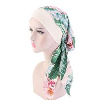 Moteriška vėžio galvos skarelė Chemo plaukų slinkimo kepurė Turbanas Iš anksto surišamas galvos apdangalas Bandana as the picture white