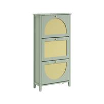 SoBuy Batų Spintelė FSR222-GR Žalia 62x25x121cm Rotangas